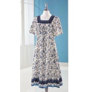 Expressions Blue and Black Flutter Sleeve Sundress